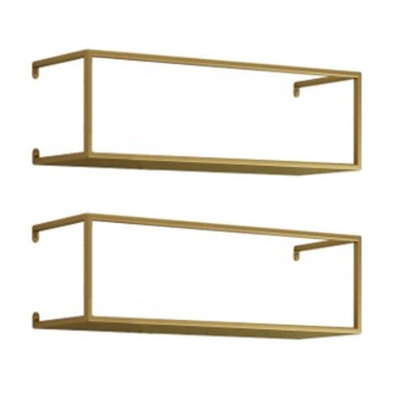 Metal Floating Bookcase Modern Style Wall Mounted Bookshelf for Home Office 19.7"L x 6.3"W x 5.9"H Gold 2 Piece Set Clearhalo 'Bookcases' 'furn' 'furn_bookcases' 'Furniture' 'furniture_bookcases' 'Office Furniture' 5029474