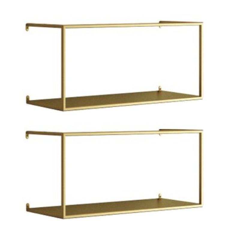 Metal Floating Bookcase Modern Style Wall Mounted Bookshelf for Home Office 21.7"L x 7.9"W x 9.8"H Gold 2 Piece Set Clearhalo 'Bookcases' 'furn' 'furn_bookcases' 'Furniture' 'furniture_bookcases' 'Office Furniture' 5029476