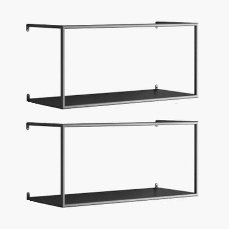 Metal Floating Bookcase Modern Style Wall Mounted Bookshelf for Home Office 21.7"L x 7.9"W x 9.8"H Black 2 Piece Set Clearhalo 'Bookcases' 'furn' 'furn_bookcases' 'Furniture' 'furniture_bookcases' 'Office Furniture' 5029478