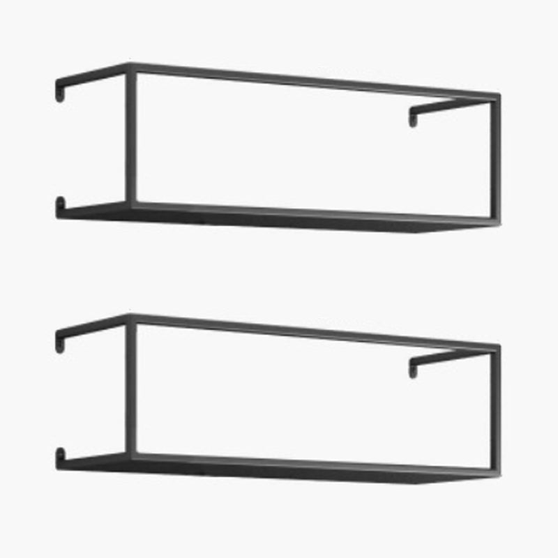 Metal Floating Bookcase Modern Style Wall Mounted Bookshelf for Home Office 19.7"L x 6.3"W x 5.9"H Black 2 Piece Set Clearhalo 'Bookcases' 'furn' 'furn_bookcases' 'Furniture' 'furniture_bookcases' 'Office Furniture' 5029479
