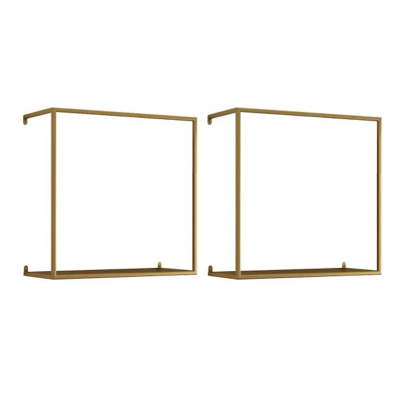 Metal Floating Bookcase Modern Style Wall Mounted Bookshelf for Home Office 15.7"L x 7.1"W x 15.7"H Gold 2 Piece Set Clearhalo 'Bookcases' 'furn' 'furn_bookcases' 'Furniture' 'furniture_bookcases' 'Office Furniture' 5029481