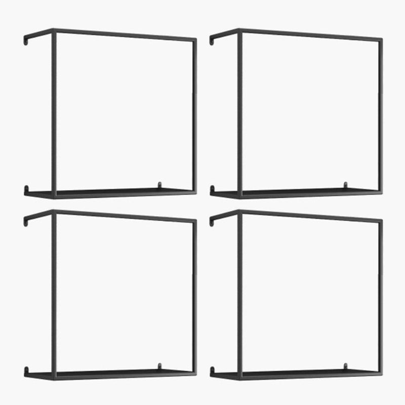 Metal Floating Bookcase Modern Style Wall Mounted Bookshelf for Home Office 15.7"L x 7.1"W x 15.7"H Black 4 Piece Set Clearhalo 'Bookcases' 'furn' 'furn_bookcases' 'Furniture' 'furniture_bookcases' 'Office Furniture' 5029483