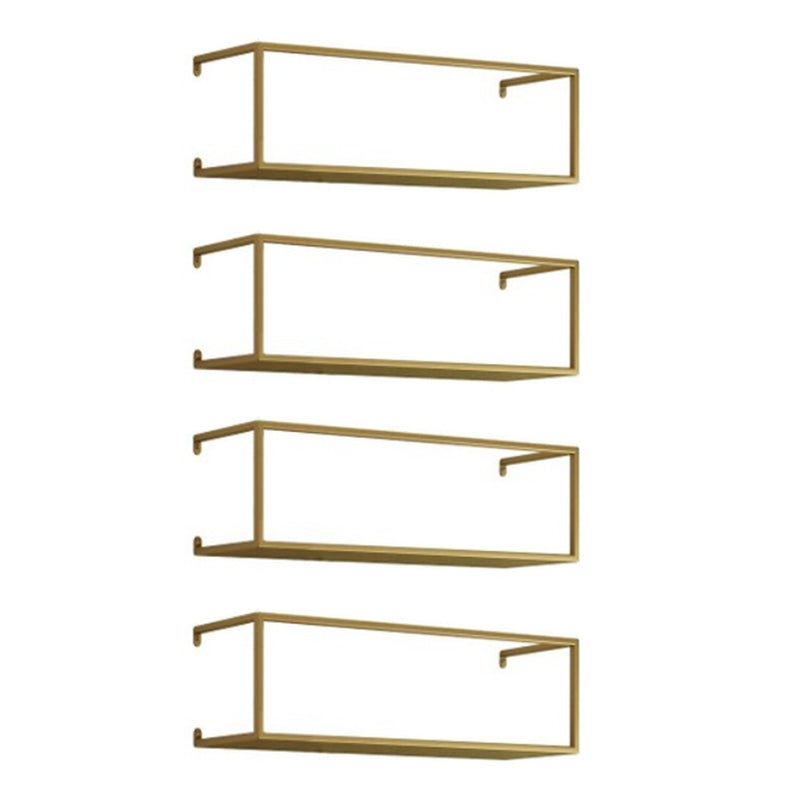 Metal Floating Bookcase Modern Style Wall Mounted Bookshelf for Home Office 19.7"L x 6.3"W x 5.9"H Gold 4 Piece Set Clearhalo 'Bookcases' 'furn' 'furn_bookcases' 'Furniture' 'furniture_bookcases' 'Office Furniture' 5029486
