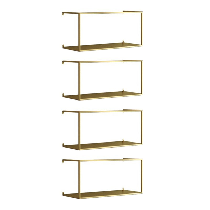 Metal Floating Bookcase Modern Style Wall Mounted Bookshelf for Home Office 21.7"L x 7.9"W x 9.8"H Gold 4 Piece Set Clearhalo 'Bookcases' 'furn' 'furn_bookcases' 'Furniture' 'furniture_bookcases' 'Office Furniture' 5029488