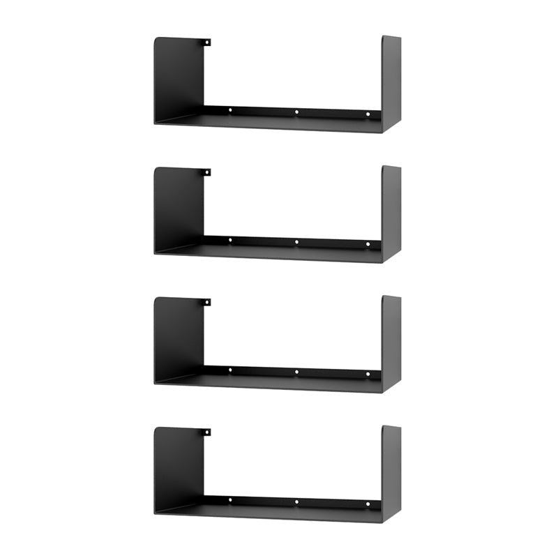 Metal Floating Bookcase Modern Style Closed Back Bookshelf for Home Office Black 4 Piece Set Clearhalo 'Bookcases' 'furn' 'furn_bookcases' 'Furniture' 'furniture_bookcases' 'Office Furniture' 5029531