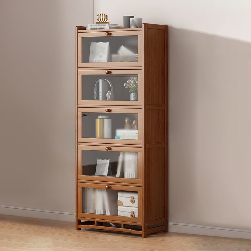 Engineered Wood Barrister Bookcase Contemporary Closed Back Bookshelf with Doors 26"L x 11"W x 66.9"H Clearhalo 'Bookcases' 'furn' 'furn_bookcases' 'Furniture' 'furniture_bookcases' 'Office Furniture' 5029584