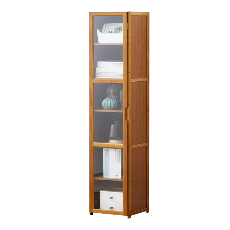 Vertical Standard Bookcase Contemporary Bamboo Closed Back Bookcase for Home Office 11.8"L x 11.8"W x 59.1"H Clearhalo 'Bookcases' 'furn' 'furn_bookcases' 'Furniture' 'furniture_bookcases' 'Office Furniture' 5029601