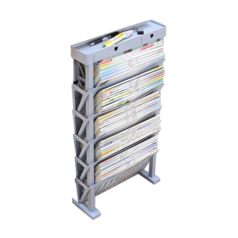 Contemporary Plastic Geometric Bookshelf Closed Back Bookshelf for Classroom 14.8"L x 3.3"W x 27.6"H Blue Clearhalo 'Bookcases' 'furn' 'furn_bookcases' 'Furniture' 'furniture_bookcases' 'Office Furniture' 5029702