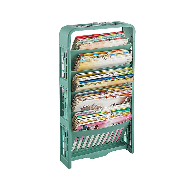 Contemporary Plastic Geometric Bookshelf Closed Back Bookshelf for Classroom 14.4"L x 3.9"W x 27.8"H Green Clearhalo 'Bookcases' 'furn' 'furn_bookcases' 'Furniture' 'furniture_bookcases' 'Office Furniture' 5029705