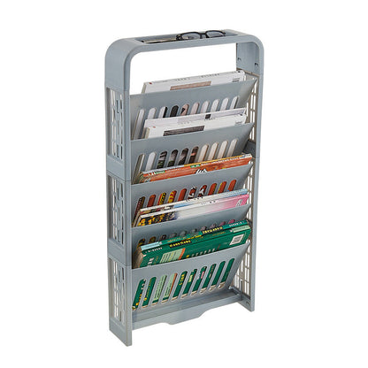Contemporary Plastic Geometric Bookshelf Closed Back Bookshelf for Classroom 14.4"L x 3.9"W x 27.8"H Grey Clearhalo 'Bookcases' 'furn' 'furn_bookcases' 'Furniture' 'furniture_bookcases' 'Office Furniture' 5029708
