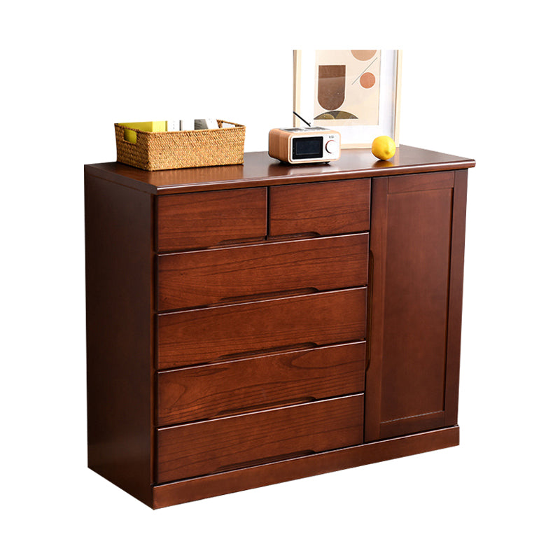 Modern Wood Sideboard Buffet Table with Drawer for Dining Room 39"L x 17"W x 33"H Red Brown Clearhalo 'buffet_sideboard' 'Buffets & Sideboards' 'furn' 'furn_buffet_sideboard' 'Furniture' 'furniture_buffet_sideboard' 'Kitchen & Dining Furniture' 5029823