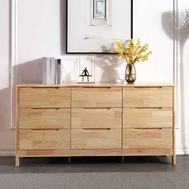 Rubber Wood Living Room Sideboard Cabinet Modern Buffet Server Cabinet with Drawer 59"L x 16"W x 30"H Natural Clearhalo 'buffet_sideboard' 'Buffets & Sideboards' 'furn' 'furn_buffet_sideboard' 'Furniture' 'furniture_buffet_sideboard' 'Kitchen & Dining Furniture' 5029859