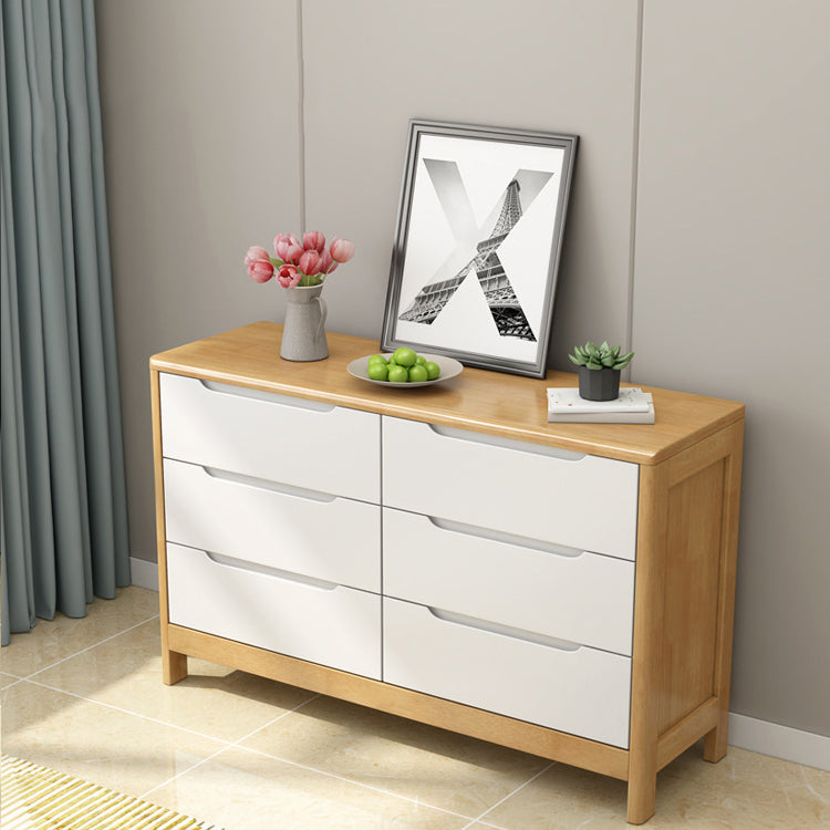 Rubber Wood Living Room Sideboard Cabinet Modern Buffet Server Cabinet with Drawer 47"L x 16"W x 30"H Natural Wood White Clearhalo 'buffet_sideboard' 'Buffets & Sideboards' 'furn' 'furn_buffet_sideboard' 'Furniture' 'furniture_buffet_sideboard' 'Kitchen & Dining Furniture' 5029871