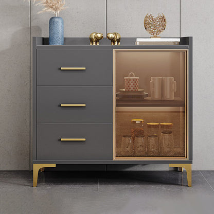 Modern Engineered Wood Sideboard Adjustable Shelving Server with Stone for Dining Room 31"L x 16"W x 35"H Grey Clearhalo 'buffet_sideboard' 'Buffets & Sideboards' 'furn' 'furn_buffet_sideboard' 'Furniture' 'furniture_buffet_sideboard' 'Kitchen & Dining Furniture' 5029917