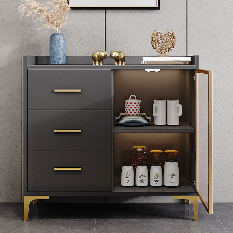 Modern Engineered Wood Sideboard Adjustable Shelving Server with Stone for Dining Room Clearhalo 'buffet_sideboard' 'Buffets & Sideboards' 'furn' 'furn_buffet_sideboard' 'Furniture' 'furniture_buffet_sideboard' 'Kitchen & Dining Furniture' 5029922