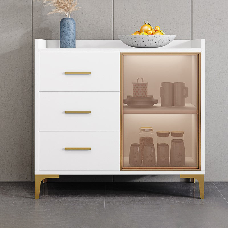 Modern Engineered Wood Sideboard Adjustable Shelving Server with Stone for Dining Room 31"L x 16"W x 35"H White Clearhalo 'buffet_sideboard' 'Buffets & Sideboards' 'furn' 'furn_buffet_sideboard' 'Furniture' 'furniture_buffet_sideboard' 'Kitchen & Dining Furniture' 5029923