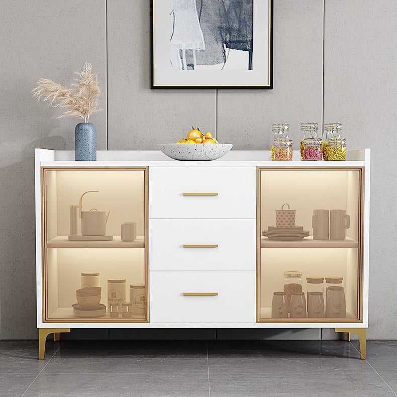 Modern Engineered Wood Sideboard Adjustable Shelving Server with Stone for Dining Room 47"L x 16"W x 35"H White Clearhalo 'buffet_sideboard' 'Buffets & Sideboards' 'furn' 'furn_buffet_sideboard' 'Furniture' 'furniture_buffet_sideboard' 'Kitchen & Dining Furniture' 5029924