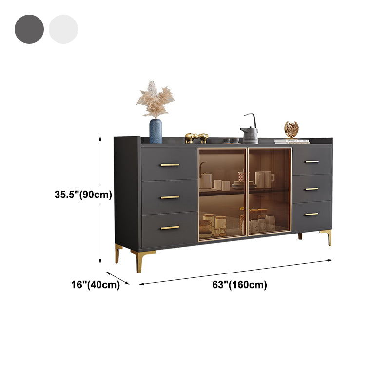 Modern Engineered Wood Sideboard Adjustable Shelving Server with Stone for Dining Room Clearhalo 'buffet_sideboard' 'Buffets & Sideboards' 'furn' 'furn_buffet_sideboard' 'Furniture' 'furniture_buffet_sideboard' 'Kitchen & Dining Furniture' 5029936