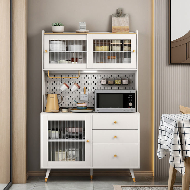 Contemporary Adjustable Shelves Sideboard 47.5 "W X 16 "D X 66 "H Side Board with 3 Drawer White Clearhalo 'buffet_sideboard' 'Buffets & Sideboards' 'furn' 'furn_buffet_sideboard' 'Furniture' 'furniture_buffet_sideboard' 'Kitchen & Dining Furniture' 5029937