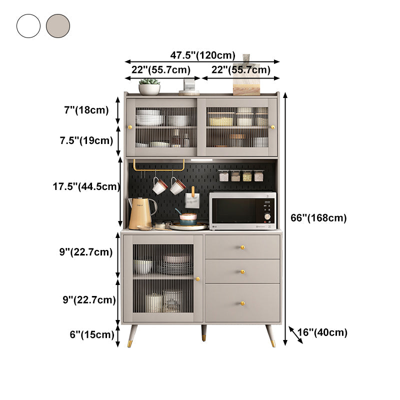 Contemporary Adjustable Shelves Sideboard 47.5 "W X 16 "D X 66 "H Side Board with 3 Drawer Clearhalo 'buffet_sideboard' 'Buffets & Sideboards' 'furn' 'furn_buffet_sideboard' 'Furniture' 'furniture_buffet_sideboard' 'Kitchen & Dining Furniture' 5029944