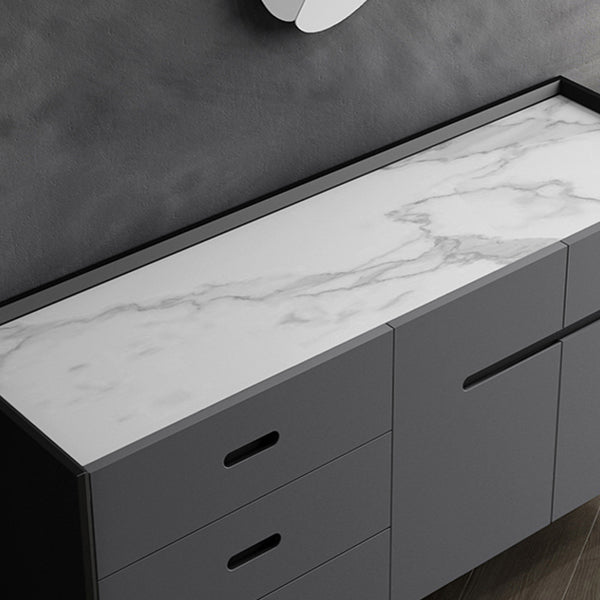 3-Drawer Engineered Wood Sideboard Modern Stone Countertop Dining Server for Living Room Clearhalo 'buffet_sideboard' 'Buffets & Sideboards' 'furn' 'furn_buffet_sideboard' 'Furniture' 'furniture_buffet_sideboard' 'Kitchen & Dining Furniture' 5029950
