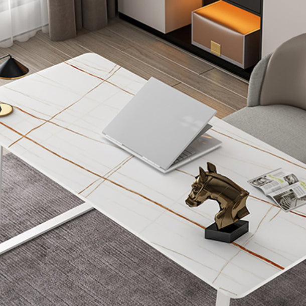 Glam Style Stone Writing Desk Rectangular Sled Base Writing Desk Clearhalo 'furn' 'furn_office_desk' 'Furniture' 'furniture_office_desk' 'Office Desks' 'Office Furniture' 'office_desk' 5029964