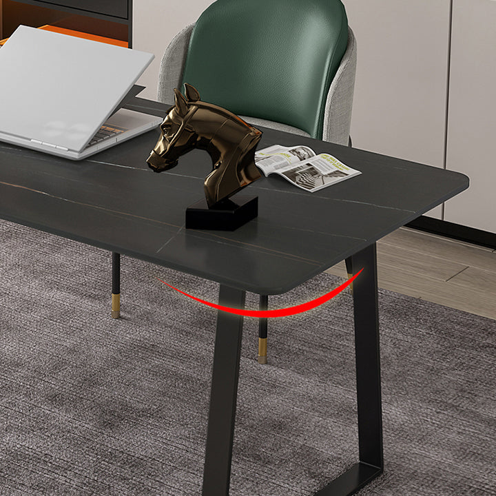 Glam Style Stone Writing Desk Rectangular Sled Base Writing Desk Clearhalo 'furn' 'furn_office_desk' 'Furniture' 'furniture_office_desk' 'Office Desks' 'Office Furniture' 'office_desk' 5029966