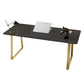 Glam Style Stone Writing Desk Rectangular Sled Base Writing Desk Black-Gold Clearhalo 'furn' 'furn_office_desk' 'Furniture' 'furniture_office_desk' 'Office Desks' 'Office Furniture' 'office_desk' 5029967