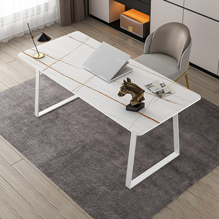 Glam Style Stone Writing Desk Rectangular Sled Base Writing Desk Clearhalo 'furn' 'furn_office_desk' 'Furniture' 'furniture_office_desk' 'Office Desks' 'Office Furniture' 'office_desk' 5029970