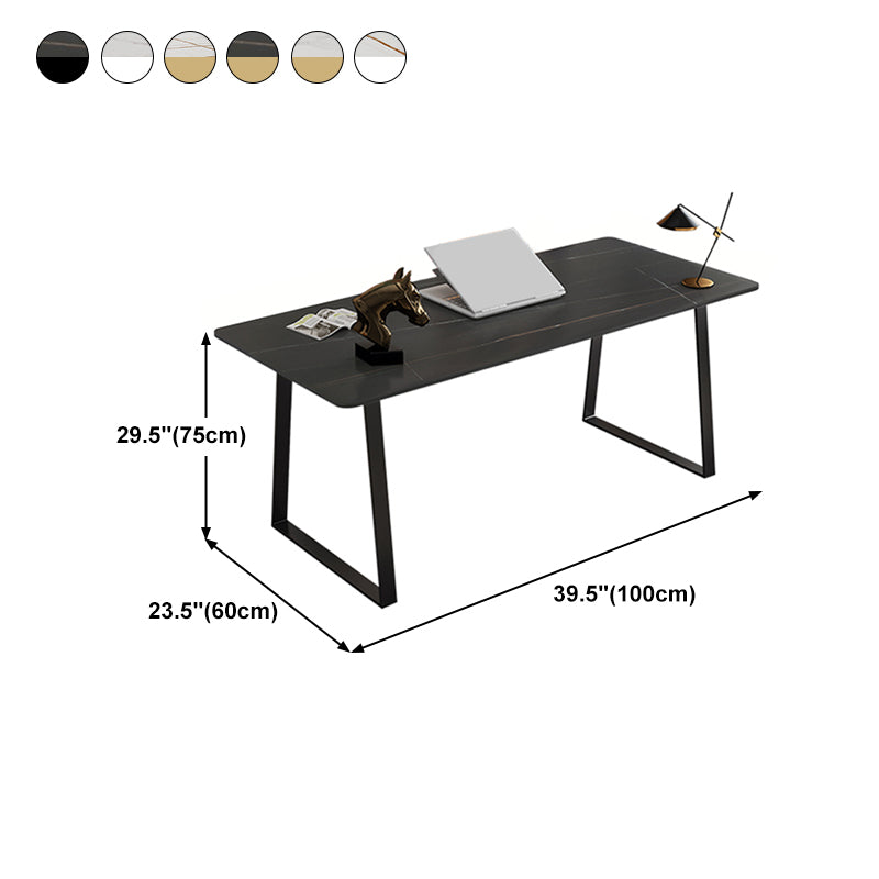 Glam Style Stone Writing Desk Rectangular Sled Base Writing Desk Clearhalo 'furn' 'furn_office_desk' 'Furniture' 'furniture_office_desk' 'Office Desks' 'Office Furniture' 'office_desk' 5029975