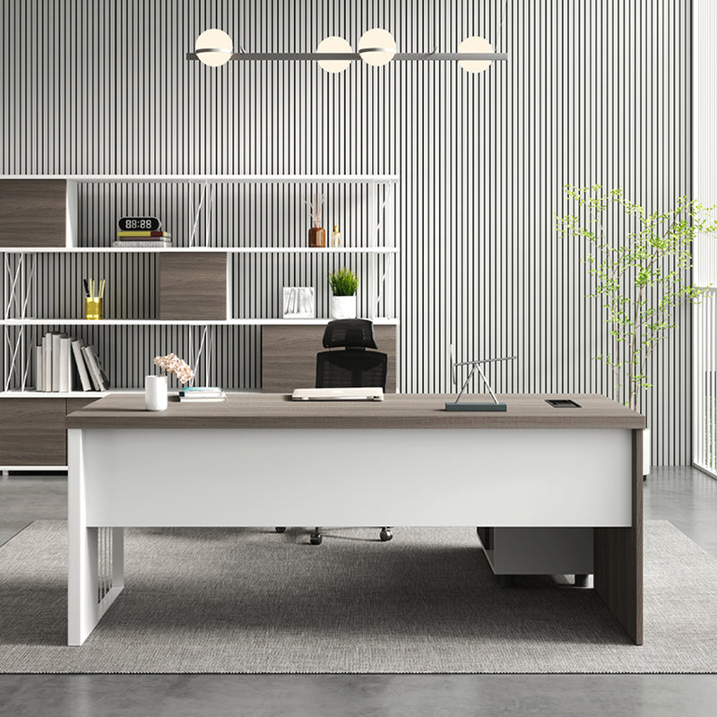 Rectangular and L-Shape Computer Desk Contemporary Manufactured Wood Desktop Desk Clearhalo 'furn' 'furn_office_desk' 'Furniture' 'furniture_office_desk' 'Office Desks' 'Office Furniture' 'office_desk' 5030075