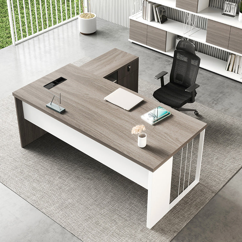 Rectangular and L-Shape Computer Desk Contemporary Manufactured Wood Desktop Desk Clearhalo 'furn' 'furn_office_desk' 'Furniture' 'furniture_office_desk' 'Office Desks' 'Office Furniture' 'office_desk' 5030078