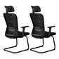 Modern & Contemporary Desk Chair No Wheels Mid Back Home Office Chair Black 2 Piece Set With Headrest Clearhalo 'furn' 'furn_office_chair' 'Furniture' 'furniture_office_chair' 'Office Chairs' 'Office Furniture' 'office_chair' 5030250