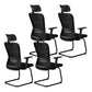 Modern & Contemporary Desk Chair No Wheels Mid Back Home Office Chair Black 4 Piece Set With Headrest Clearhalo 'furn' 'furn_office_chair' 'Furniture' 'furniture_office_chair' 'Office Chairs' 'Office Furniture' 'office_chair' 5030252