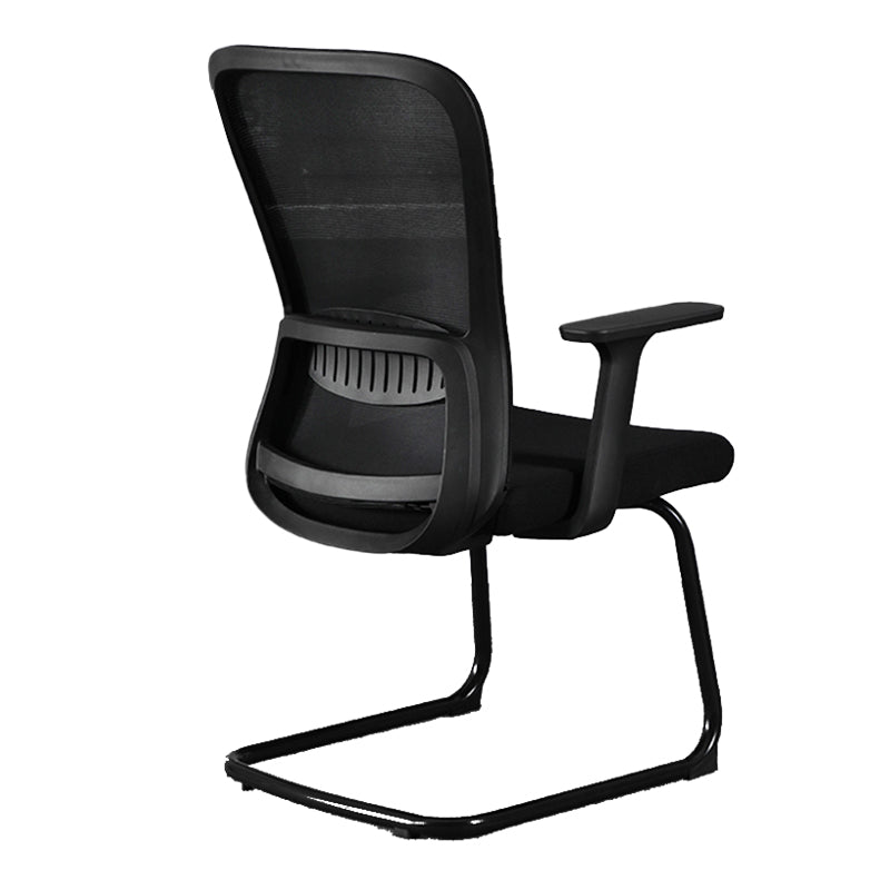 Modern & Contemporary Desk Chair No Wheels Mid Back Home Office Chair Black 1 Piece Without Headrest Clearhalo 'furn' 'furn_office_chair' 'Furniture' 'furniture_office_chair' 'Office Chairs' 'Office Furniture' 'office_chair' 5030253