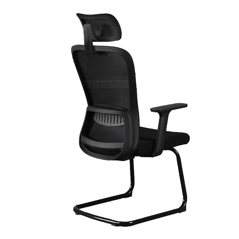 Modern & Contemporary Desk Chair No Wheels Mid Back Home Office Chair Black 1 Piece With Headrest Clearhalo 'furn' 'furn_office_chair' 'Furniture' 'furniture_office_chair' 'Office Chairs' 'Office Furniture' 'office_chair' 5030257