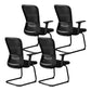 Modern & Contemporary Desk Chair No Wheels Mid Back Home Office Chair Black 4 Piece Set Without Headrest Clearhalo 'furn' 'furn_office_chair' 'Furniture' 'furniture_office_chair' 'Office Chairs' 'Office Furniture' 'office_chair' 5030258