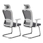 Modern & Contemporary Desk Chair No Wheels Mid Back Home Office Chair White-Gray 2 Piece Set With Headrest Clearhalo 'furn' 'furn_office_chair' 'Furniture' 'furniture_office_chair' 'Office Chairs' 'Office Furniture' 'office_chair' 5030261