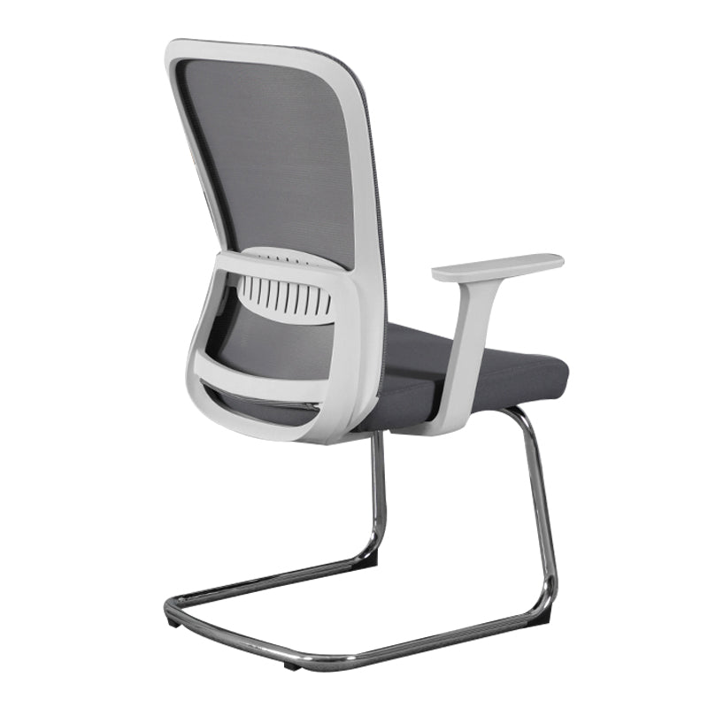 Modern & Contemporary Desk Chair No Wheels Mid Back Home Office Chair White-Gray 1 Piece Without Headrest Clearhalo 'furn' 'furn_office_chair' 'Furniture' 'furniture_office_chair' 'Office Chairs' 'Office Furniture' 'office_chair' 5030265