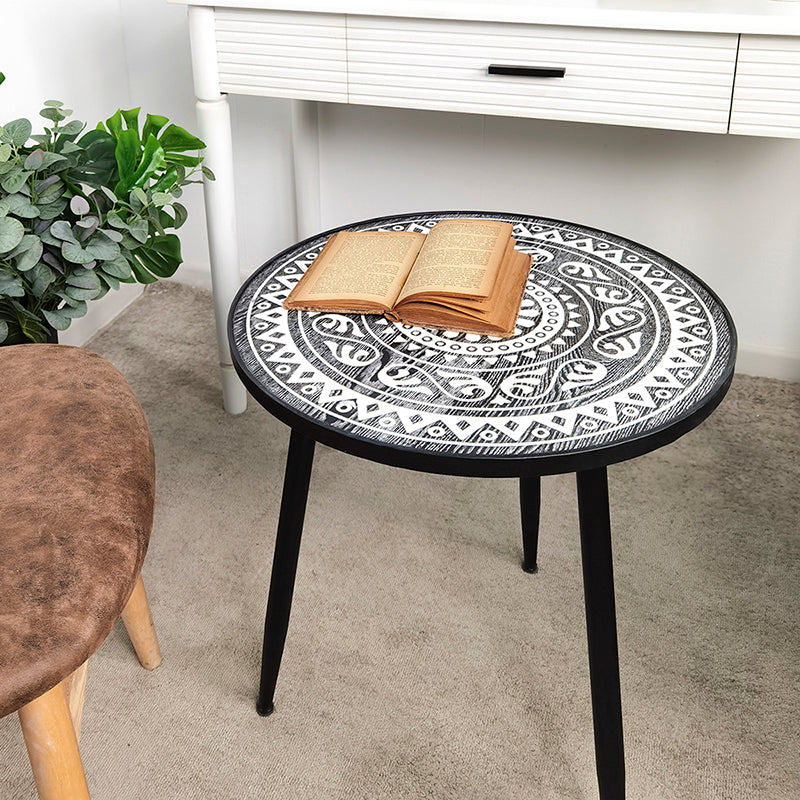 Metal / Wood 3 Legs End Table Natural/ Black Round Wood Side End Table Black Clearhalo 'Coffee & Accent Tables' 'End & Side Tables' 'end_side_table' 'end_side_tables' 'furn' 'furn_end_side_tables' 'Furniture' 'furniture_end_side_table' 'Living Room Furniture' 5030296