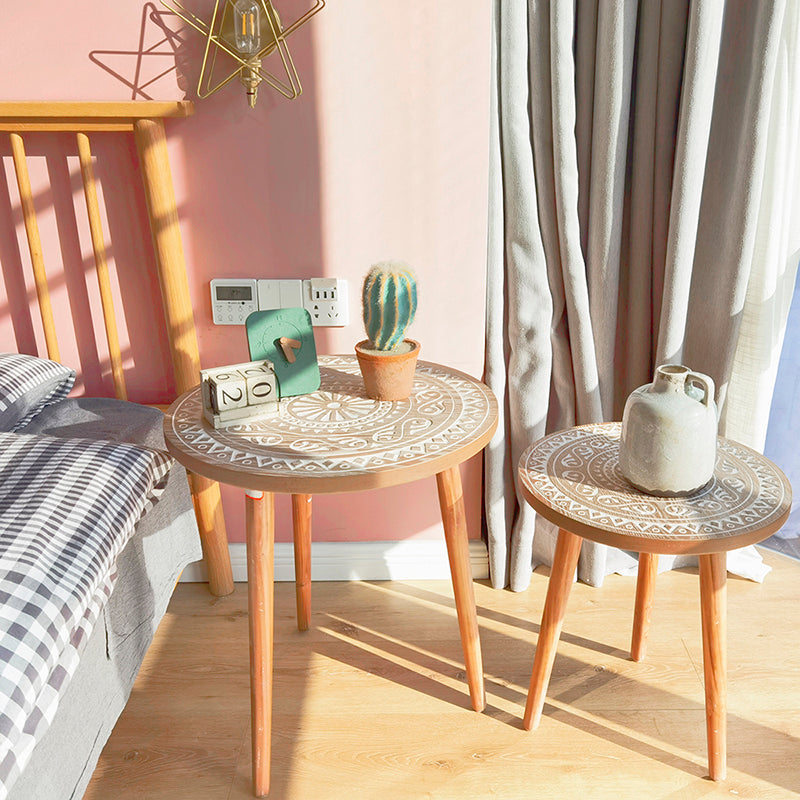 Metal / Wood 3 Legs End Table Natural/ Black Round Wood Side End Table Clearhalo 'Coffee & Accent Tables' 'End & Side Tables' 'end_side_table' 'end_side_tables' 'furn' 'furn_end_side_tables' 'Furniture' 'furniture_end_side_table' 'Living Room Furniture' 5030299