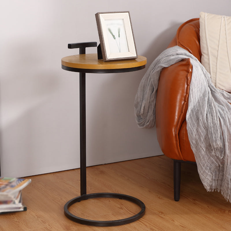 27.5" Tall Iron C Side Table Round Wood Side End Table for Living Room 13"L x 13"W x 27.5"H Black Yellow Clearhalo 'Coffee & Accent Tables' 'End & Side Tables' 'end_side_table' 'end_side_tables' 'furn' 'furn_end_side_tables' 'Furniture' 'furniture_end_side_table' 'Living Room Furniture' 5030313