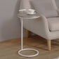 27.5" Tall Iron C Side Table Round Wood Side End Table for Living Room 13"L x 13"W x 27.5"H White Silver Clearhalo 'Coffee & Accent Tables' 'End & Side Tables' 'end_side_table' 'end_side_tables' 'furn' 'furn_end_side_tables' 'Furniture' 'furniture_end_side_table' 'Living Room Furniture' 5030319