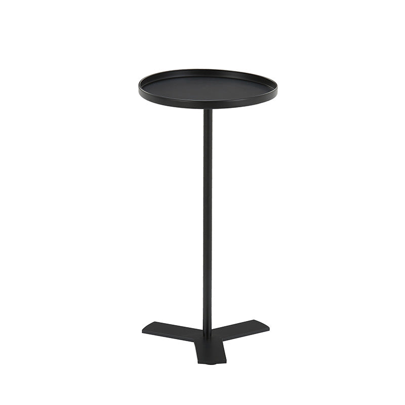 Iron Pedestal End Table Solid Color Round Metal Tray Top Side End Table Black Clearhalo 'Coffee & Accent Tables' 'End & Side Tables' 'end_side_table' 'end_side_tables' 'furn' 'furn_end_side_tables' 'Furniture' 'furniture_end_side_table' 'Living Room Furniture' 5030339