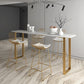 Stone Bar Table Traditional Luxury Rectangle Bar Table with Sled Base in Gold 78.7"L x 15.7"W x 41.3"H White Without Chairs Clearhalo 'Bar Furniture' 'Bar Tables' 'bar_tables' 'furn' 'furn_bar_tables' 'Furniture' 'furniture_bar_tables' 'Kitchen & Dining Furniture' 5031109