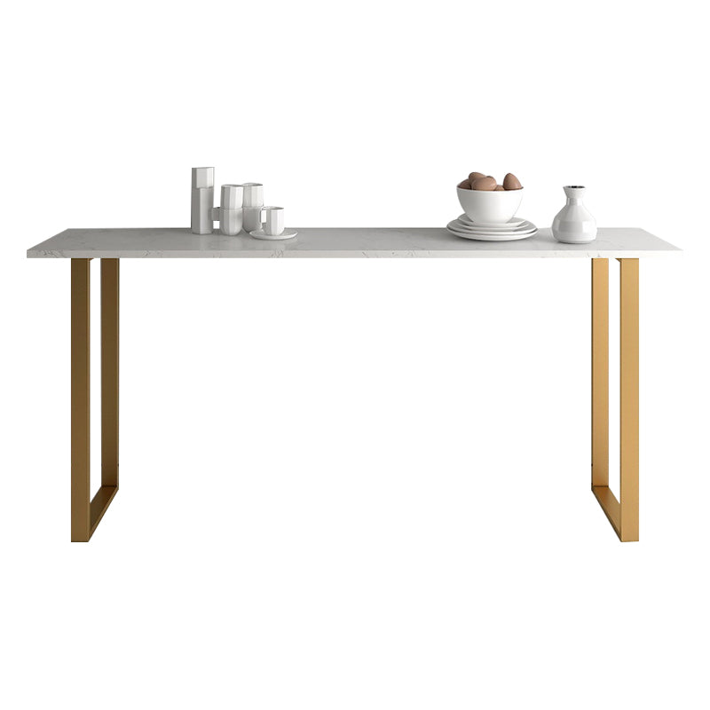 Stone Bar Table Traditional Luxury Rectangle Bar Table with Sled Base in Gold White Without Chairs Clearhalo 'Bar Furniture' 'Bar Tables' 'bar_tables' 'furn' 'furn_bar_tables' 'Furniture' 'furniture_bar_tables' 'Kitchen & Dining Furniture' 5031113
