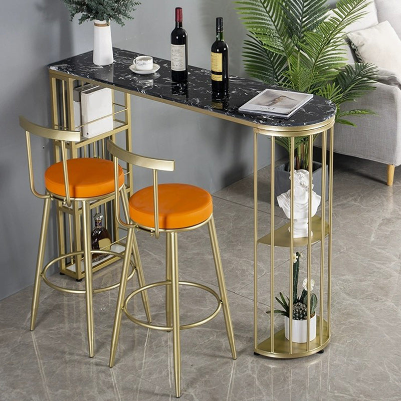 Living Room Counter-height Pub Table Gold Storage Metal Bar Dining Table Black Without Chairs Clearhalo 'Bar Furniture' 'Bar Tables' 'bar_tables' 'furn' 'furn_bar_tables' 'Furniture' 'furniture_bar_tables' 'Kitchen & Dining Furniture' 5031148