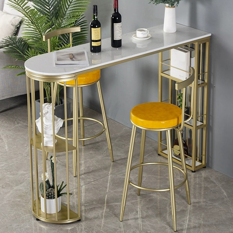 Living Room Counter-height Pub Table Gold Storage Metal Bar Dining Table White Without Chairs Clearhalo 'Bar Furniture' 'Bar Tables' 'bar_tables' 'furn' 'furn_bar_tables' 'Furniture' 'furniture_bar_tables' 'Kitchen & Dining Furniture' 5031149