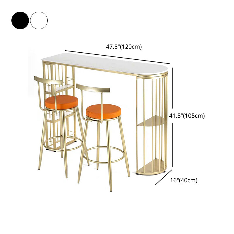 Living Room Counter-height Pub Table Gold Storage Metal Bar Dining Table Clearhalo 'Bar Furniture' 'Bar Tables' 'bar_tables' 'furn' 'furn_bar_tables' 'Furniture' 'furniture_bar_tables' 'Kitchen & Dining Furniture' 5031157