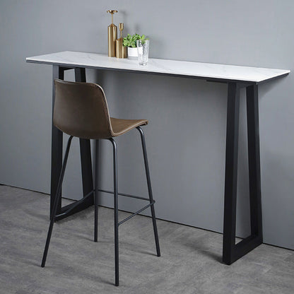 Industrial Bar Table 42-inch Height Stone Top Bistro Table for Coffee Shop 39.4"L x 15.7"W x 41.3"H Without Chairs Clearhalo 'Bar Furniture' 'Bar Tables' 'bar_tables' 'furn' 'furn_bar_tables' 'Furniture' 'furniture_bar_tables' 'Kitchen & Dining Furniture' 5031161